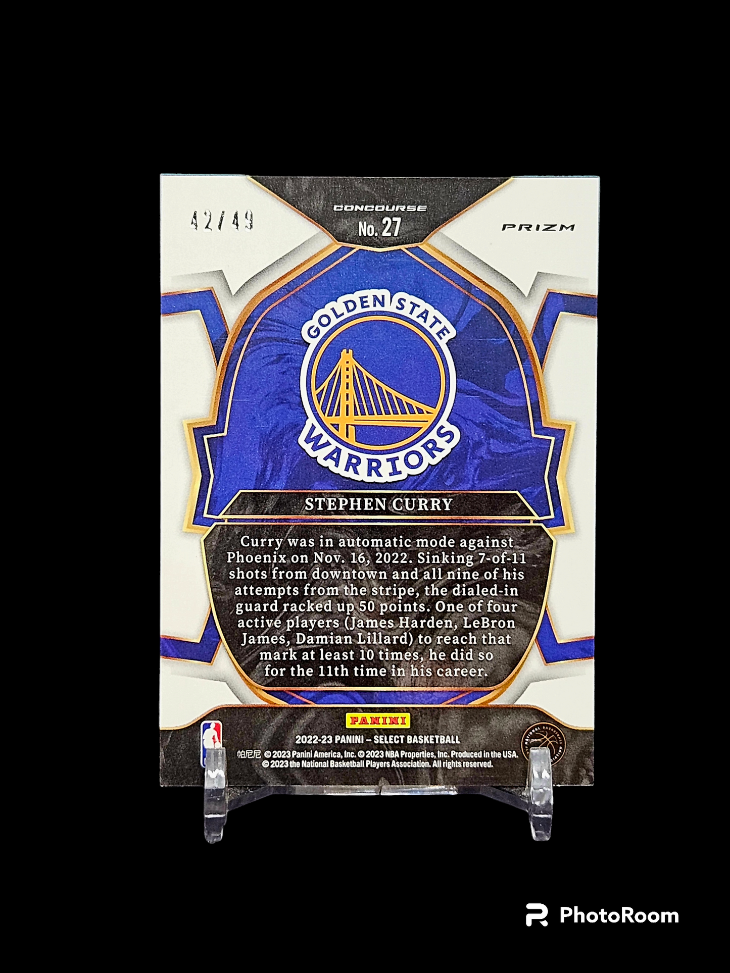 2022-23 Select Basketball Stephen Curry Concourse Tri Color SP Prizm /49 #27