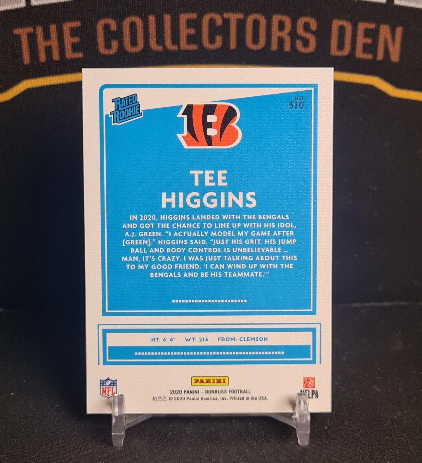 Tee Higgins 2020 NFL Donruss Football Rated Rookie Canvas