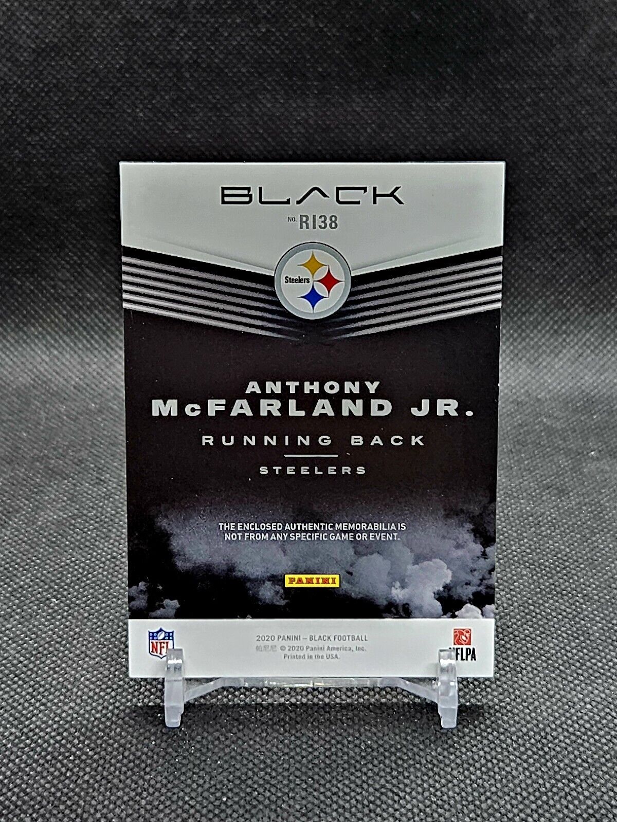 2020 Panini Black Rookie Influx Materials /50 Anthony McFarland Jr RC